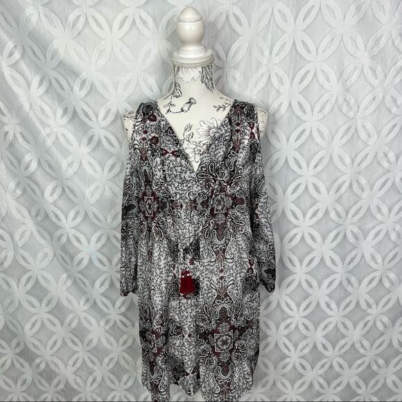 Rebecca Minkoff Multi Floral Cappy Dress Large Cold Shoulder SIze XS NWT $298 - Picture 4 of 13